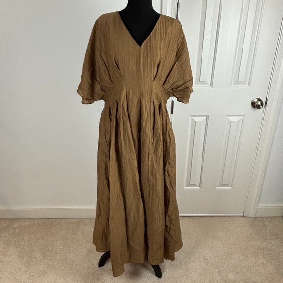Mila Mae Dolman Sleeve A-Line V-Neck Maxi Dress in Mocha Brown Size XL NWOT - Picture 1 of 6